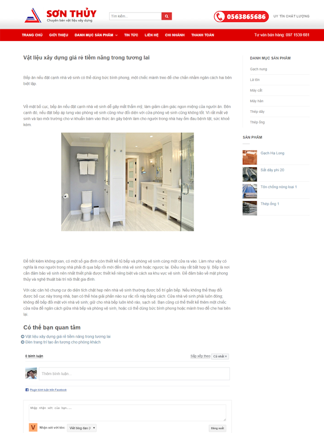 Template blogspot vật liệu xây dựng 2 cột đơn giản